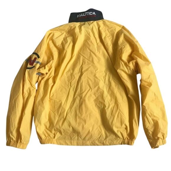 Nautica Competition Men's Windbreaker Jacket Yellow Large Sail Mesh Lining - Picture 2 of 7